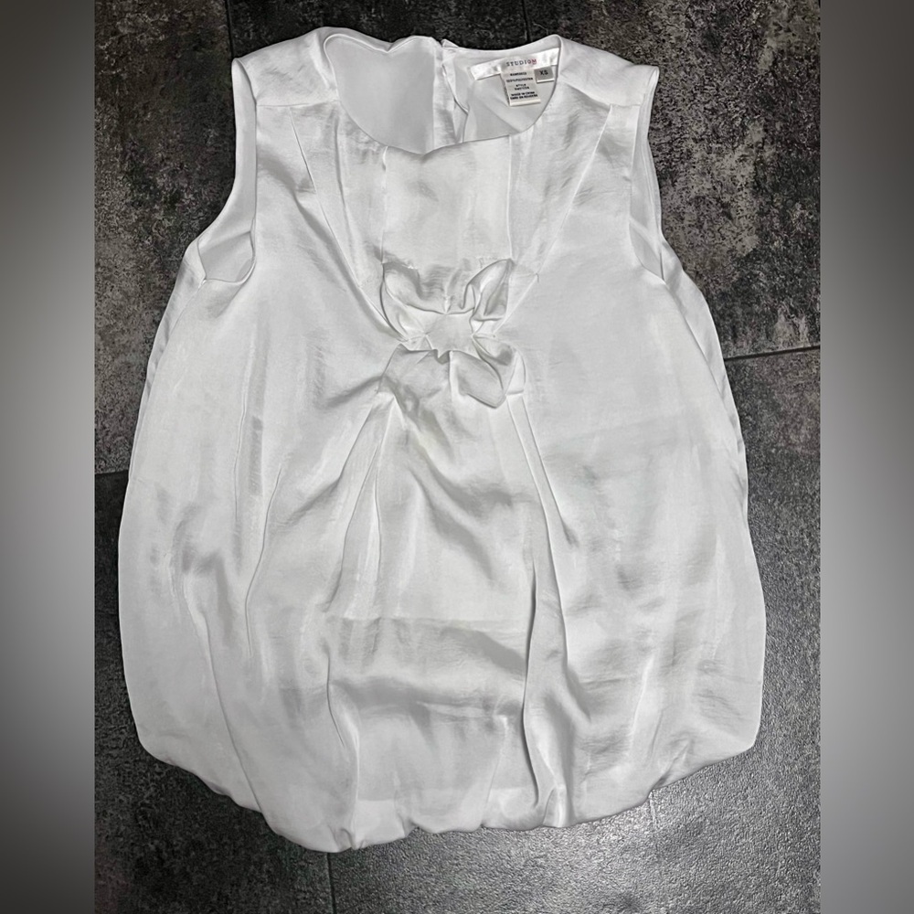 Silky Dressy White Sleeveless Top